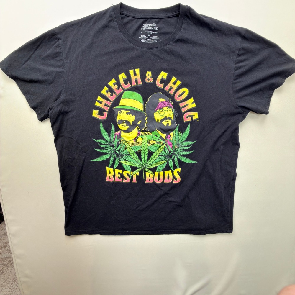 Cheech & Chong T-Shirt Mens 2X Best Buds Graphic Black Screen Print Regular
